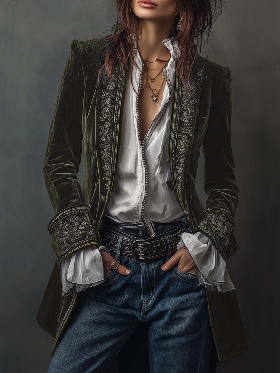 Marta - Chaqueta de terciopelo con bordados elegantes