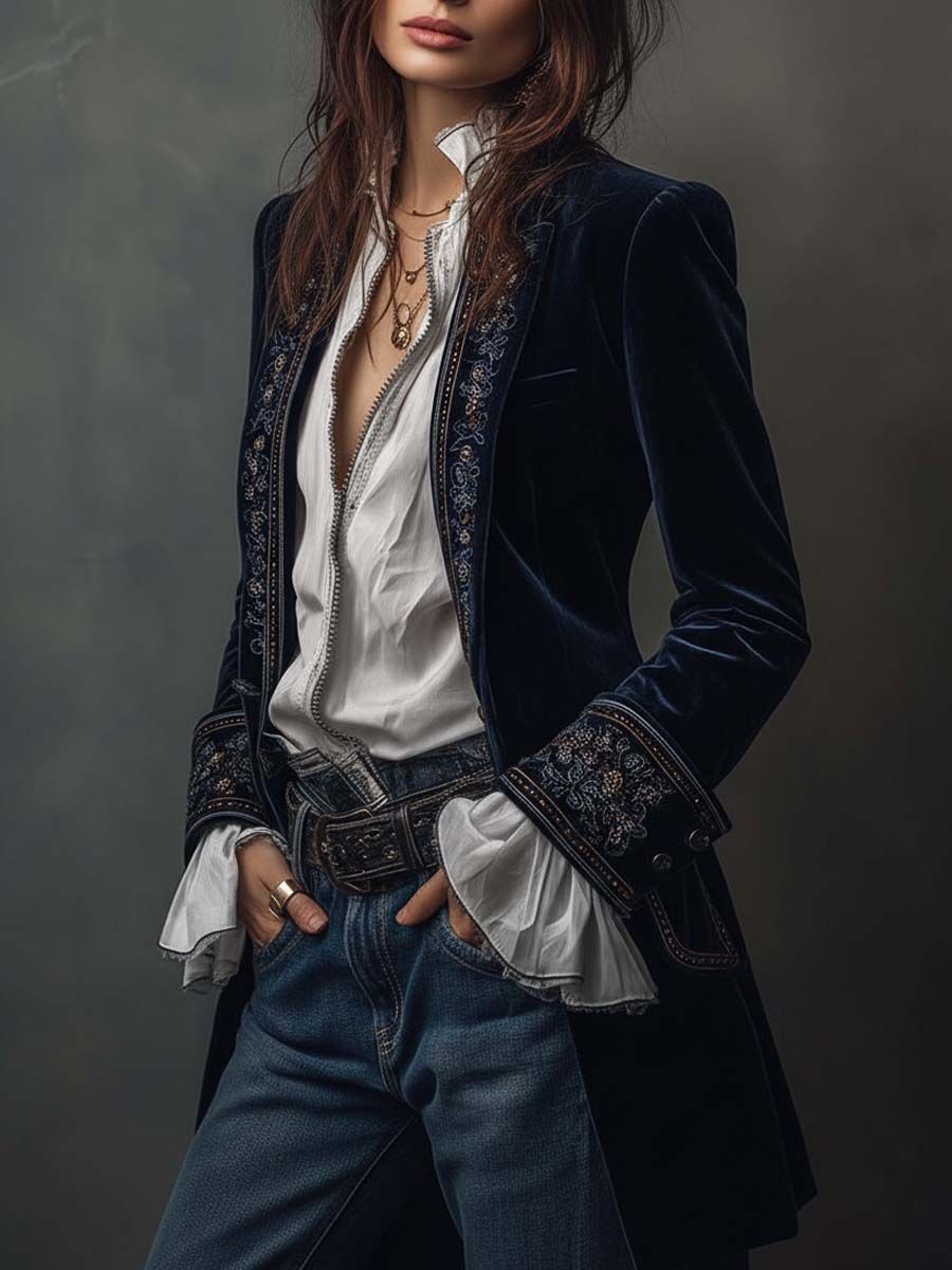 Marta - Chaqueta de terciopelo con bordados elegantes