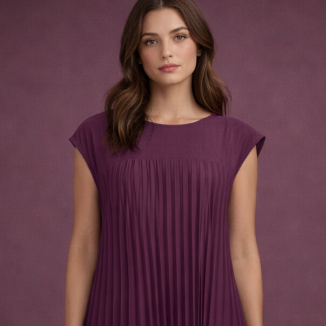 Leire - Elegante vestido plisado sin mangas