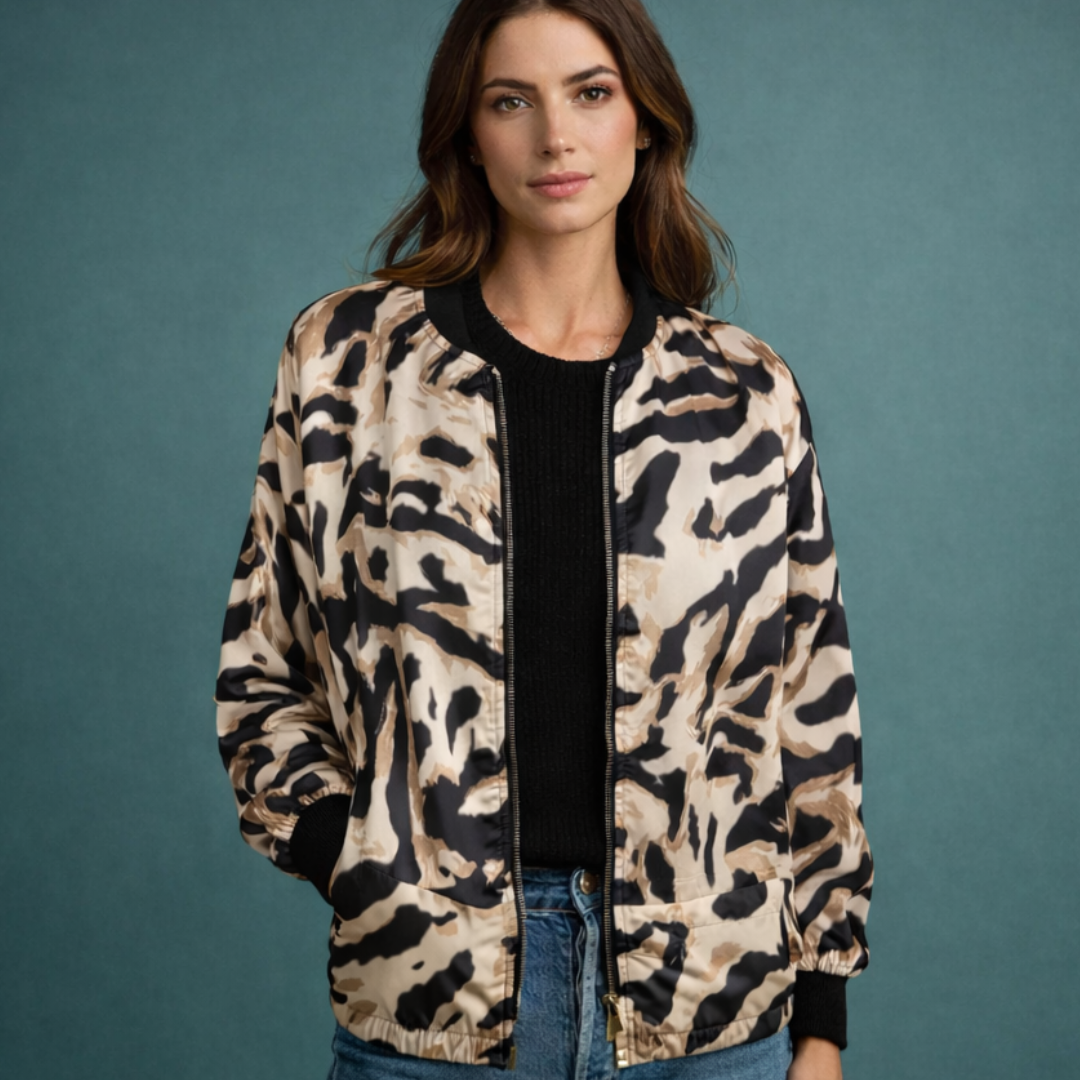 Lourdes - Chaqueta bomber con estampado de cebra