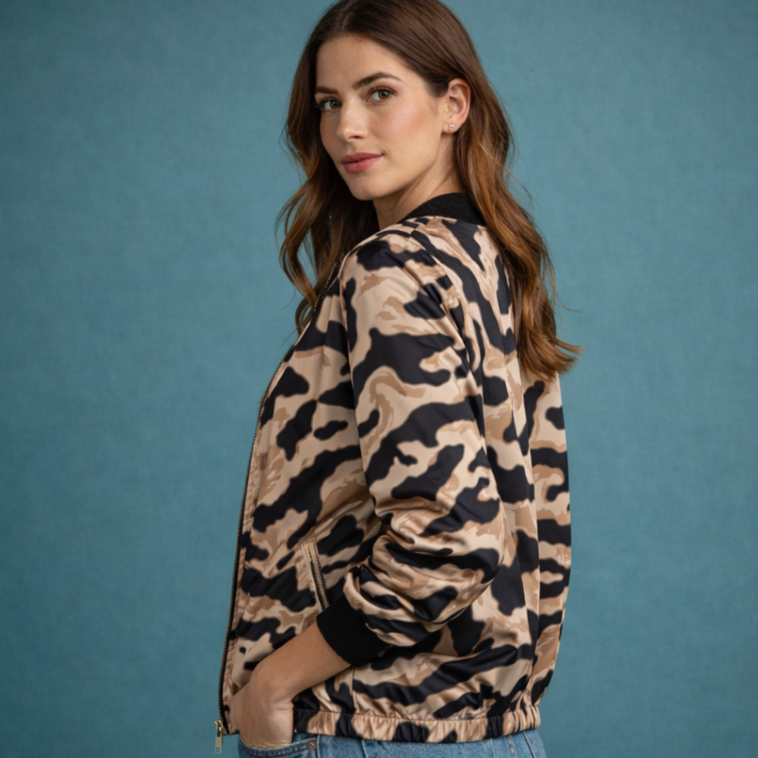 Lourdes - Chaqueta bomber con estampado de cebra