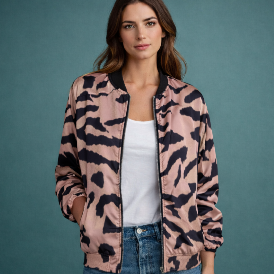 Lourdes - Chaqueta bomber con estampado de cebra