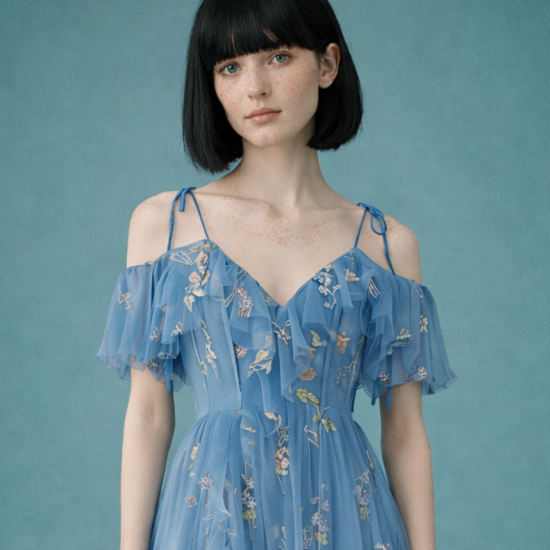 Laura - Vestido de malla bordada floral