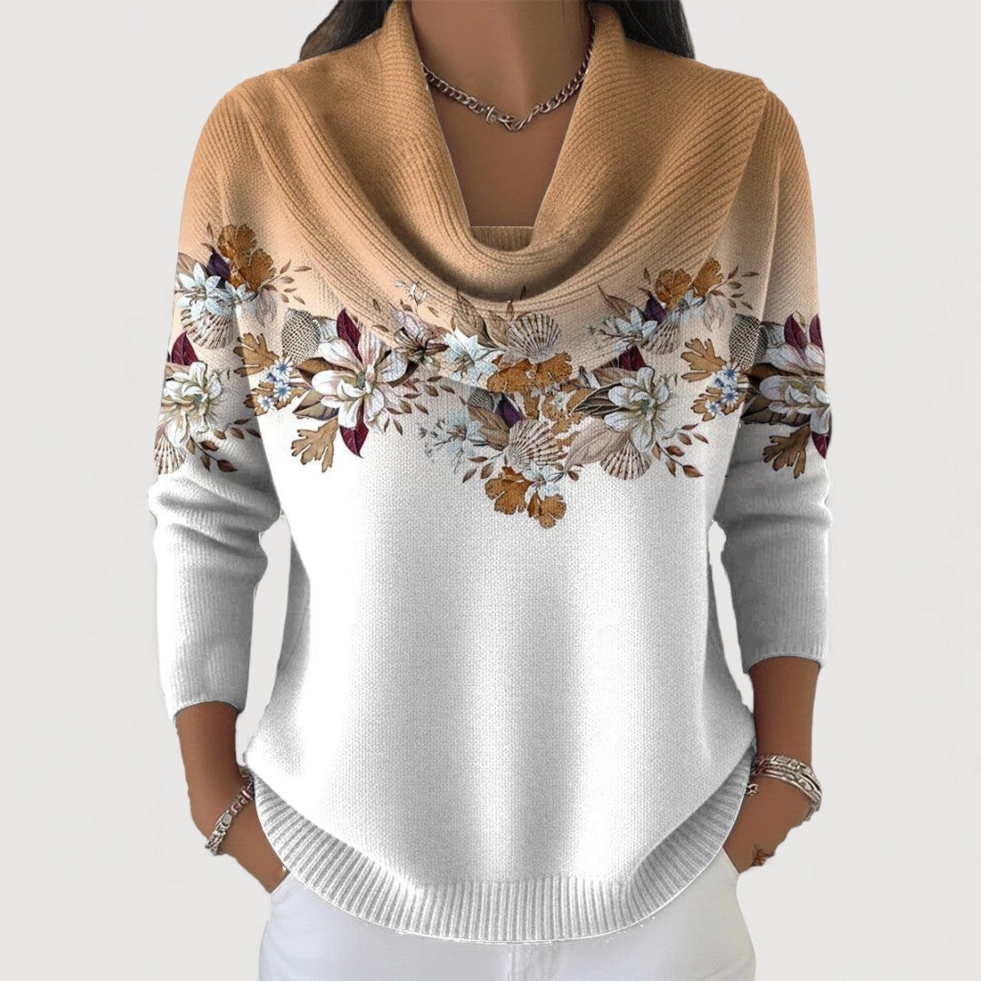 Eva - Jersey floral con cuello amplio