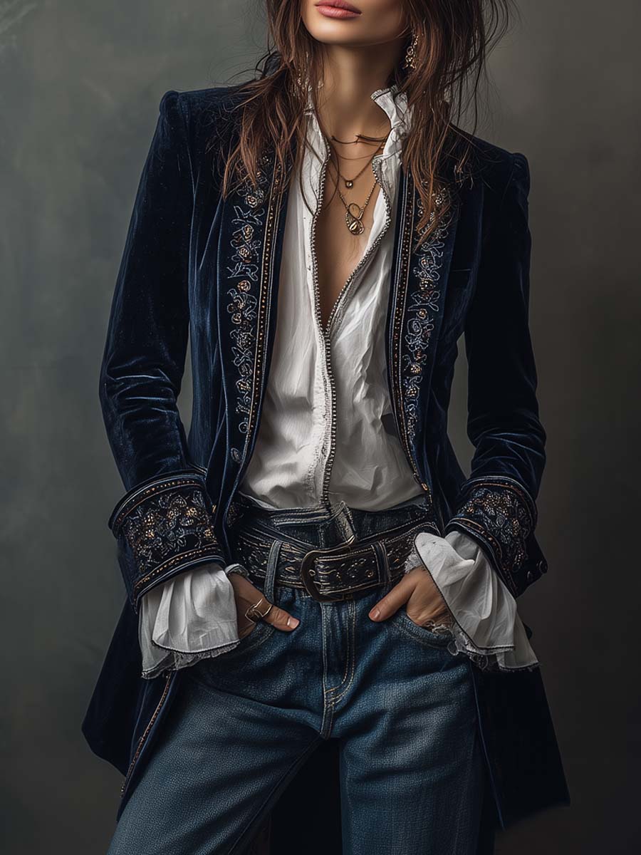 Marta - Chaqueta de terciopelo con bordados elegantes