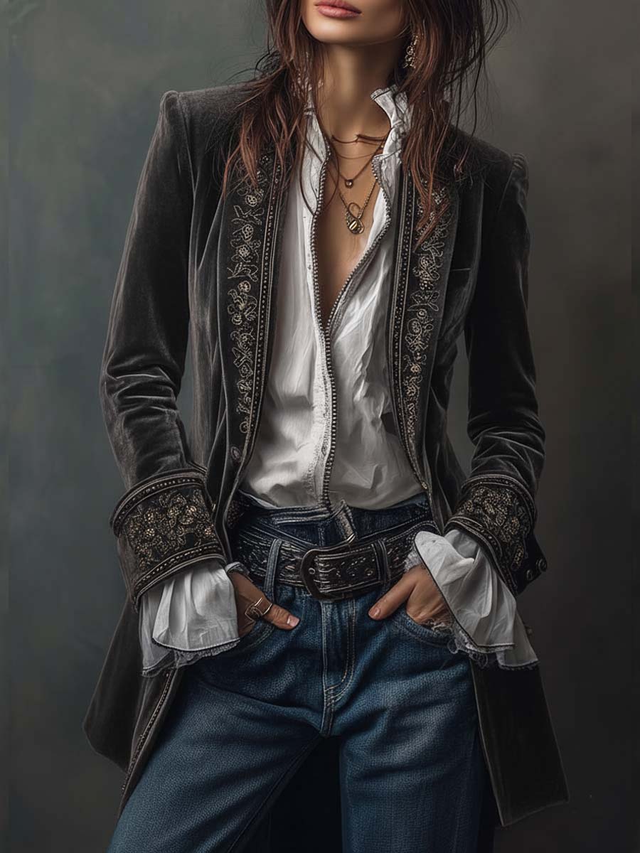 Marta - Chaqueta de terciopelo con bordados elegantes