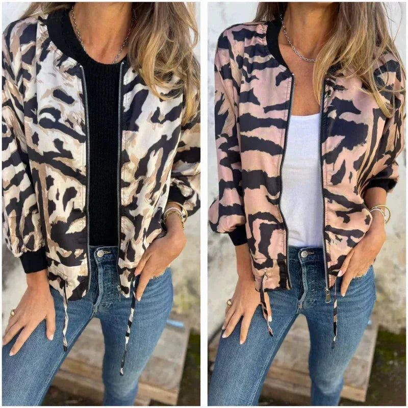 Lourdes - Chaqueta bomber con estampado de cebra