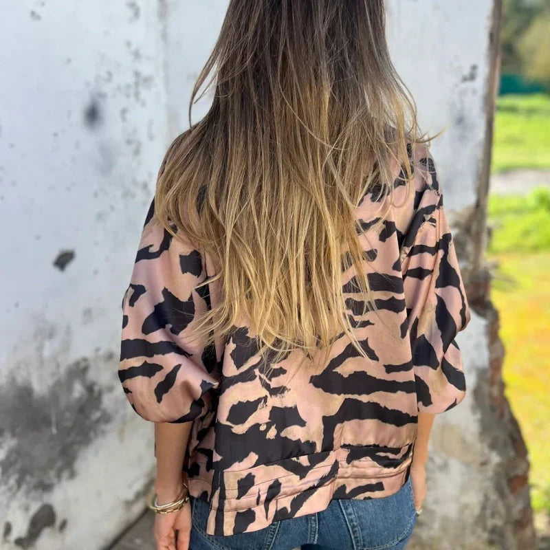 Lourdes - Chaqueta bomber con estampado de cebra