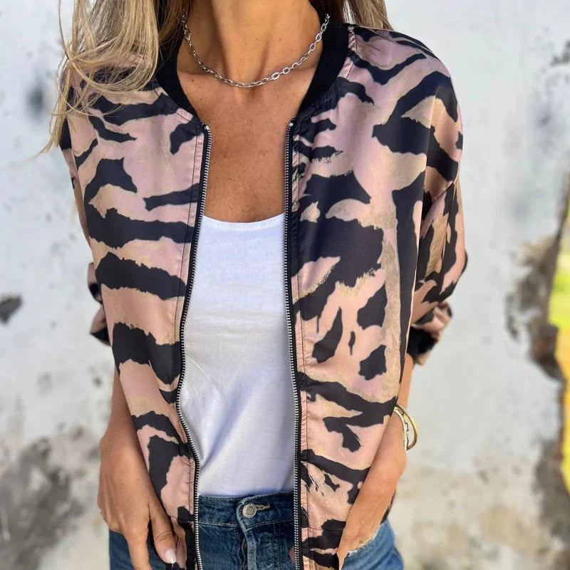 Lourdes - Chaqueta bomber con estampado de cebra