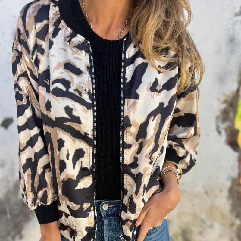 Lourdes - Chaqueta bomber con estampado de cebra